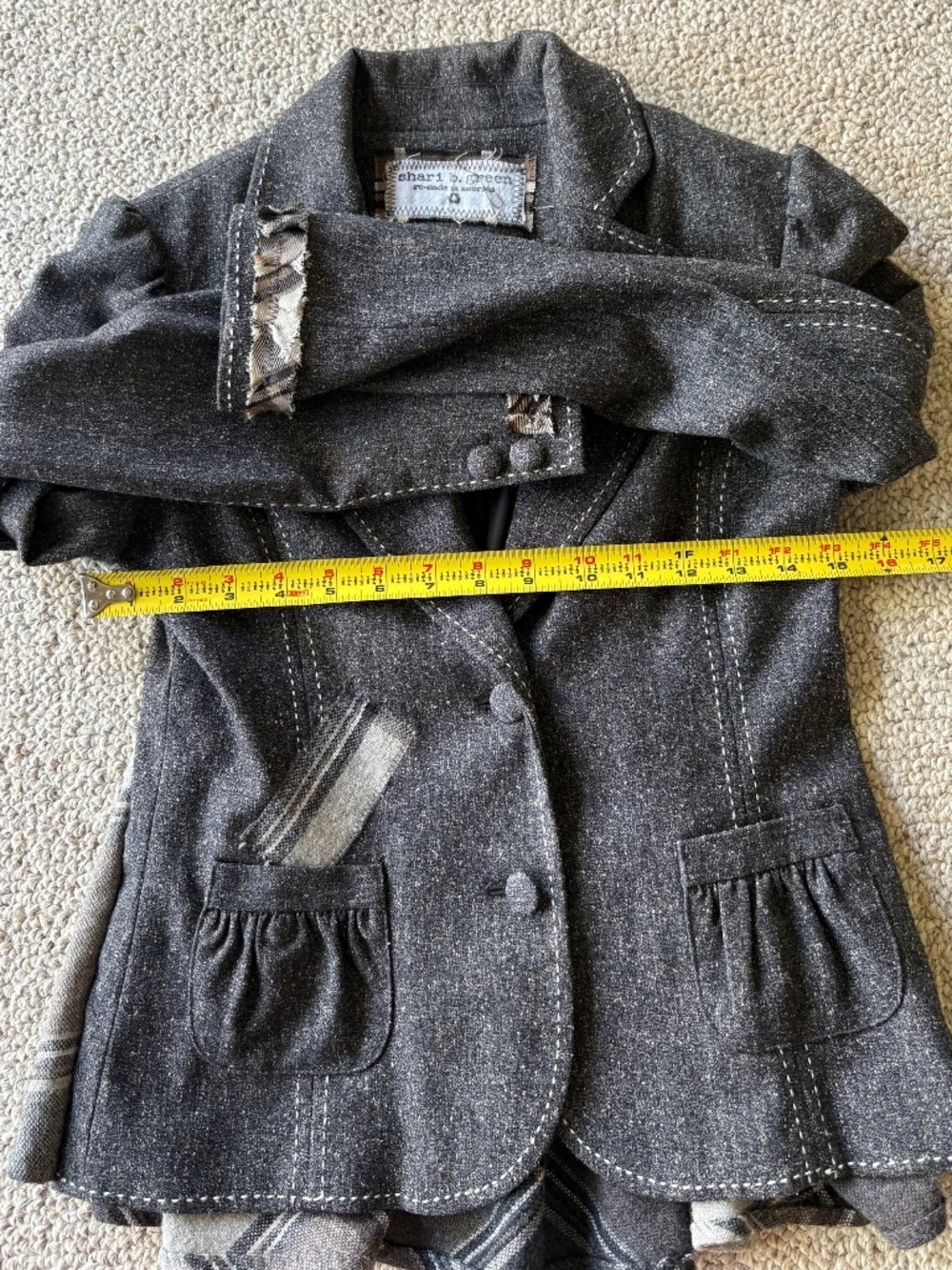 Shari B Green Upcycled Wool Blazer S Dark Academia Whimsigoth - Picture 5 of 6